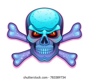 Blue skull with crossbones