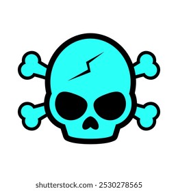 blue skull and crossbones. Halloween skull. scary skull. scary creature. scary animal. mystical. vector illustration. Halloween characters. monsters. ghost