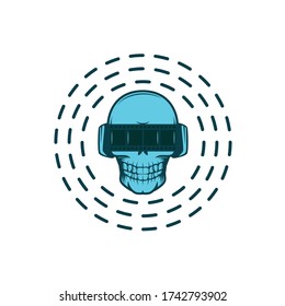 blue skull glass film logo