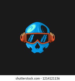 blue skull head gaming logo mascot