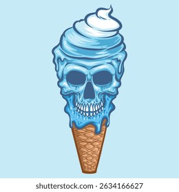 blue skull ice cream with cone