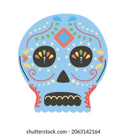 blue skull mexican decorative icon