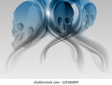 blue skulls on the grey background