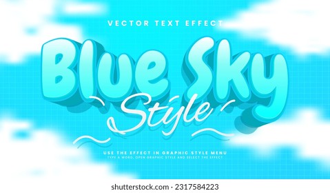 Blue sky, 3d editable vector text style effect.