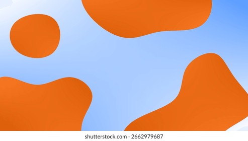 Blue Sky Abstract background with orange Fluid Shape and Copy Space for Insert Elements