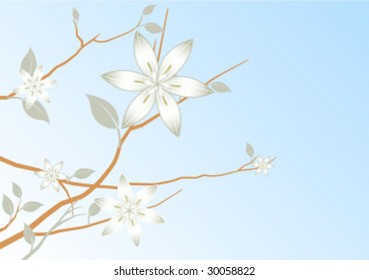 blue sky abstract floral background, vector illustration