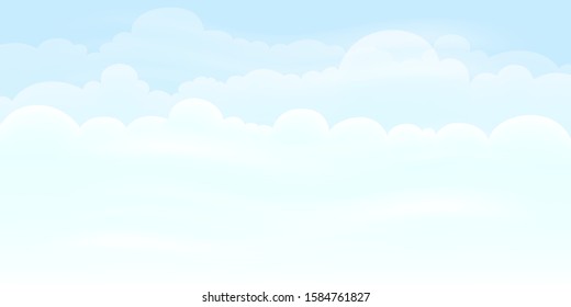 Blue sky with altostratus clouds background,Vector Cartoon sky with cirrus clouds, Concept all seasonal horizon banner in sunny day spring and summer in the morning. Vector illustration horizon 