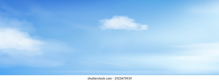 Blue sky with altostratus clouds background,Vector Cartoon sky with cirrus clouds, Concept all seasonal horizon banner in sunny day spring and summer in the morning. Vector illustration horizon 