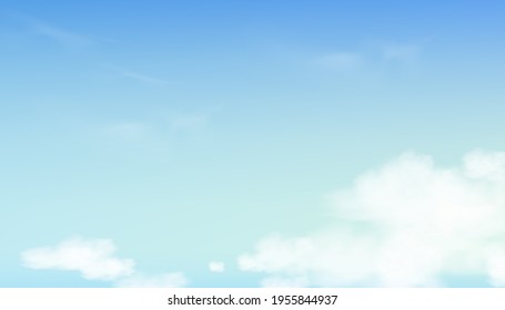 Blue sky with altostratus clouds background,Vector Cartoon sky with cirrus clouds, Concept all seasonal horizon banner in sunny day spring and summer in the morning. Vector illustration horizon 