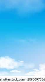 Blue sky with altostratus clouds background,Vector Cartoon sky with cirrus clouds, Concept all seasonal vertical banner in sunny day spring and summer in the morning.3DVector illustration of nature