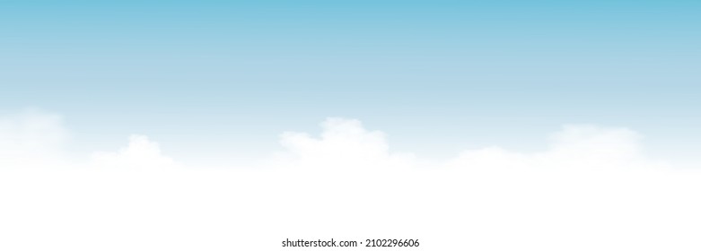 Cielo azul con fondo de nubes altostratus,Cielo de dibujos animados con nubes de cirros, excepto banner de horizonte estacional en primavera soleada y verano por la mañana. Horizonte de ilustración de vector 
