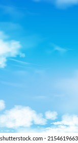 Blue sky with altostratus clouds background,Vector Cartoon sky with cirrus clouds, Concept all seasonal vertical banner in sunny day spring and summer in the morning.3DVector illustration of nature