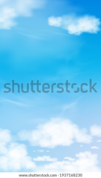 Blue sky with altostratus clouds background,Vector\
Cartoon sky with cirrus clouds, Concept all seasonal vertical\
banner in sunny day spring and summer in the morning.3DVector\
illustration of nature