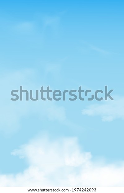 Blue sky with altostratus clouds background,Vector\
Cartoon sky with cirrus clouds, Concept all seasonal vertical\
banner in sunny day spring and summer in the morning.3DVector\
illustration of nature