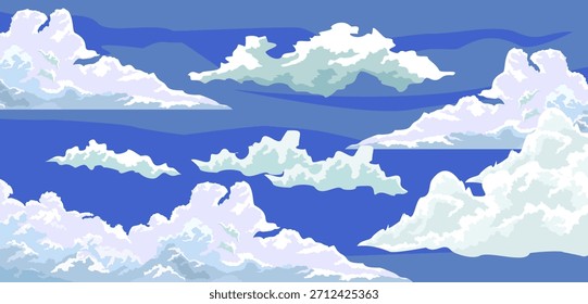 Blue sky background with clouds, nature landscape illustration