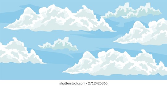 Blue sky background with clouds, nature landscape illustration