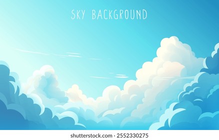 Blue sky background illustration Blue sky with white clouds