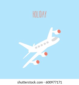 blue sky background with one airplane vector 