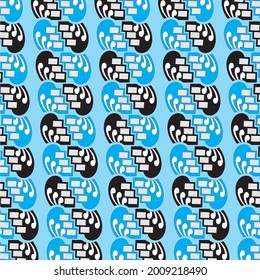 blue sky background with repeated tribe pattern in line