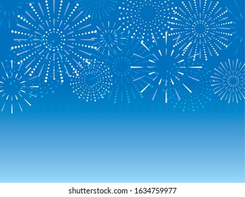 Blue sky background simple fireworks vector material
