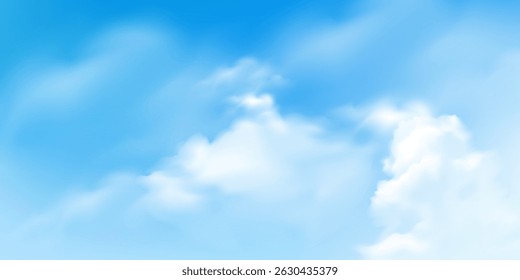 blue sky background with soft white clouds and smooth gradients. Calm and serene atmosphere, perfect for nature, weather, or relaxation themes.