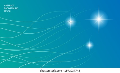 BLUE SKY BACKGROUND WITH STAR SHINES AND LIGHT WAVES