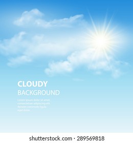 Blue sky background with tiny clouds. Vector illustration EPS 10