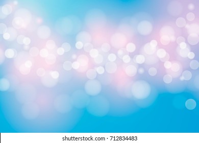 Blue sky background. Vector illustration. Abstract blur bokeh light effect