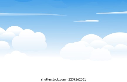 Blue sky background with white cloud vector illustration.