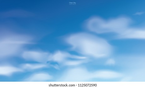 Blue sky background with white clouds. Abstract sky for natural background. Vector illustration.