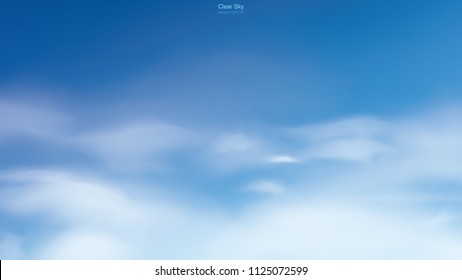Blue sky background with white clouds. Abstract sky for natural background. Vector illustration.