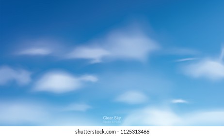 Blue sky background with white clouds. Abstract sky for natural background. Vector illustration.