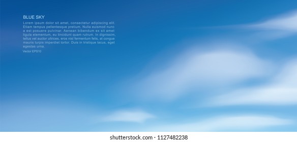 Blue sky background with white clouds. Abstract sky for natural background. Vector illustration.