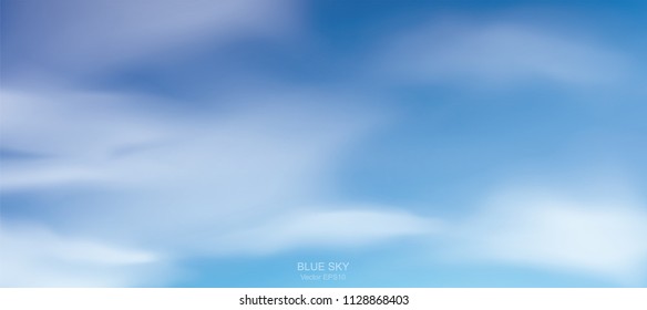 Blue sky background with white clouds. Abstract sky for natural background. Vector illustration.