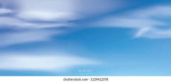Blue sky background with white clouds. Abstract sky for natural background. Vector illustration.