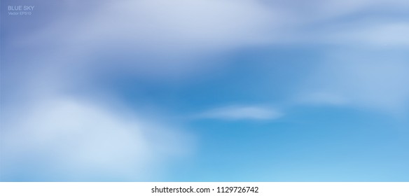 Blue sky background with white clouds. Abstract sky for natural background. Vector illustration.