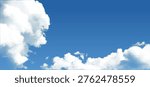 Blue Sky Background with White Halftone Clouds Pattern. Vector Half-Tone Pattern with Realistic Texture Creates a Dreamy Atmosphere Perfect for Digital Design Projects