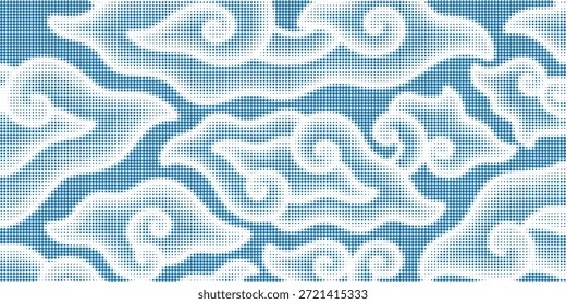 Fondo azul del cielo con la textura blanca de la superposición del Vector de las nubes del semitono.
