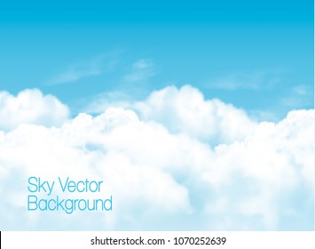 Blue sky background and white  transparent clouds  Vector background 