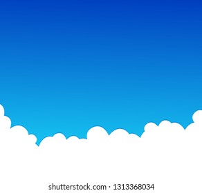 Blue sky background with white transparent clouds. Vector background.