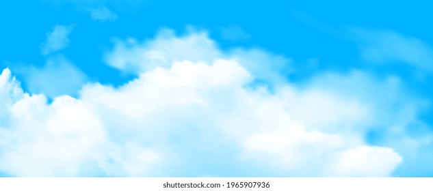 Blue sky background with white transparent clouds. Background with clouds on blue sky. Sky Nature Landscape Background. Vector illustration EPS10