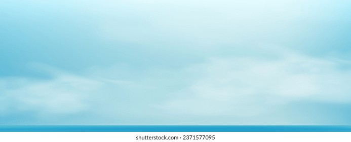 Fondo del cielo azul,Horizon Spring Morning Sky Scape en azul cerca del mar,Vector de nubes naturales, cielo en verano soleado,Fondo de banner para el Día Mundial del Medio Ambiente,Save the earth o Earth Day