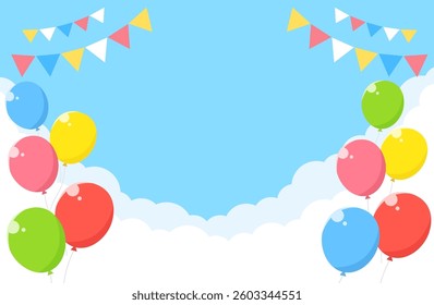 Blue sky balloon background illustration