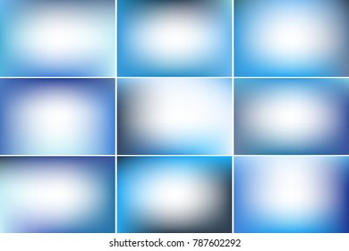 Blue sky banners. Blurred abstract vector backgrounds with copy space. Colorful gradient mesh collection.