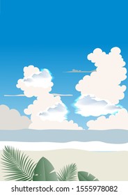 Blue sky and beach sand summer vector background