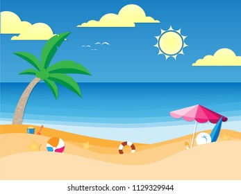 blue sky beach summer landscape vector