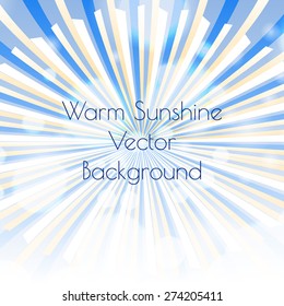 Blue sky blurred rays for retro background design. Vector illustration.