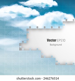 Blue sky business solution concept - cloud jigsaw