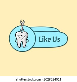 Botón cielo azul con ilustración de dientes vector aislado uso para la web de botones, sitio web, juego, diseño interactivo
