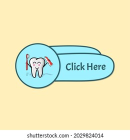 Blue sky button with teeth illustration vector isolated use for button web, site, website, game, interactive design